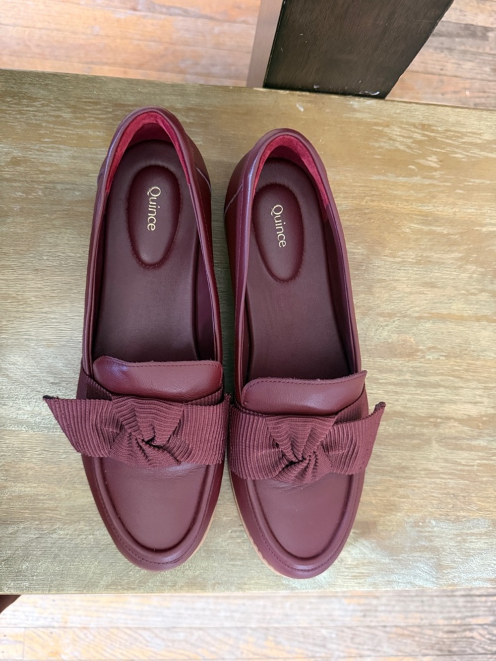 Quince Women's Oxblood Italian Leather Bow Loafers